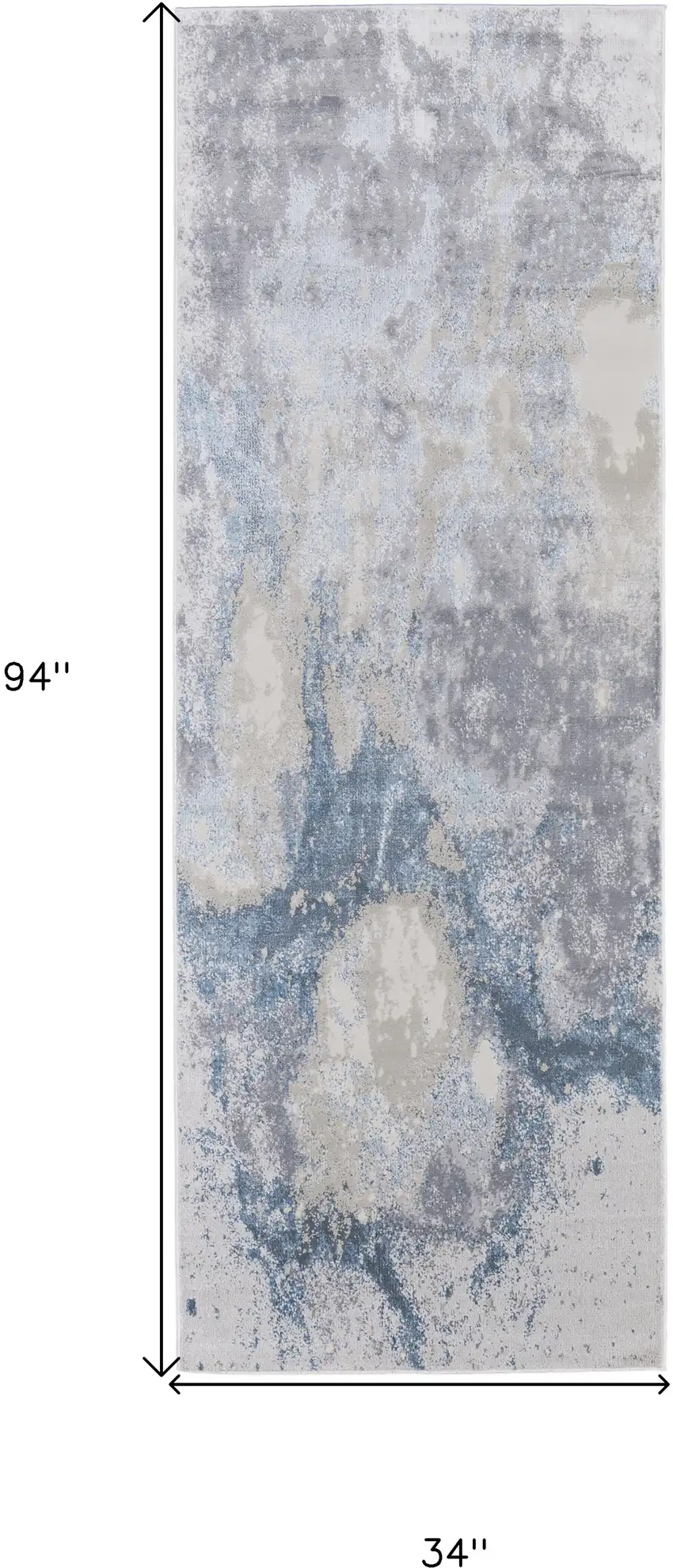 8' Ivory Blue And Gray Abstract Runner Rug Photo 9