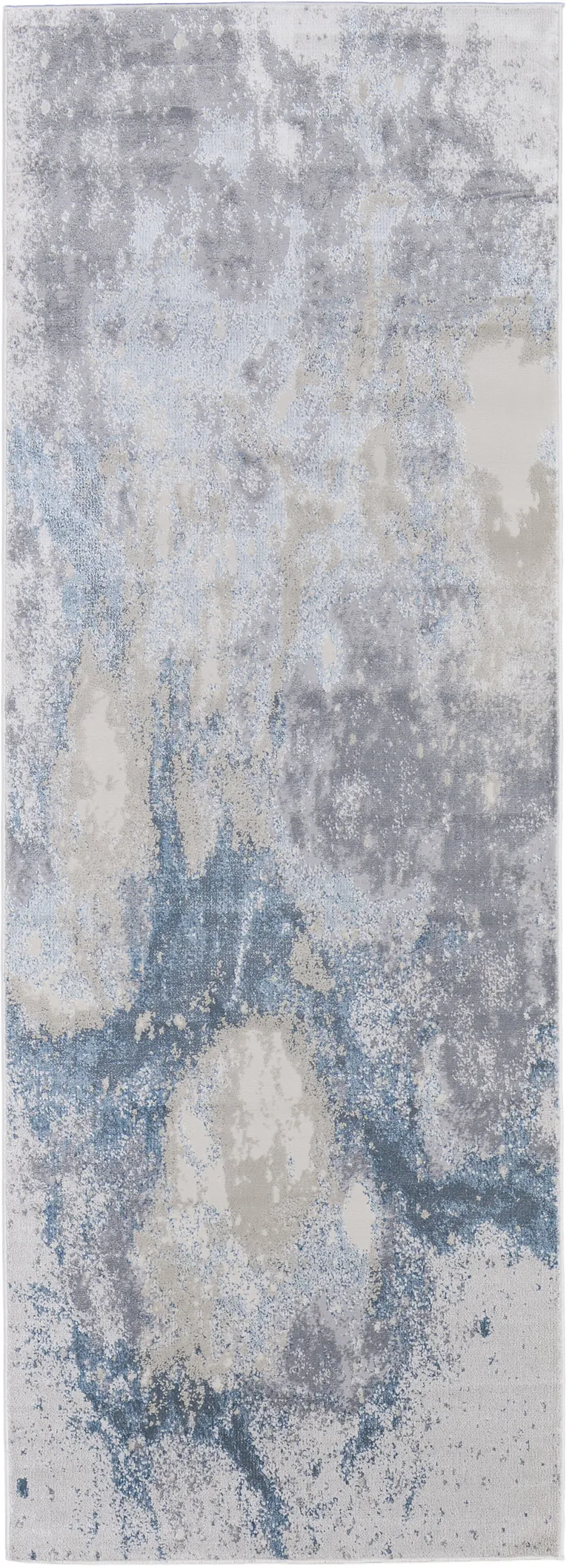 8' Blue Abstract Runner Rug Photo 1