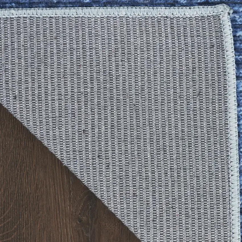 8' Blue Abstract Washable Runner Rug Photo 8