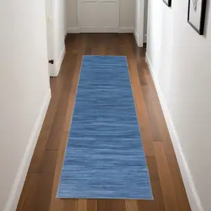 Photo of 8' Blue Abstract Washable Runner Rug