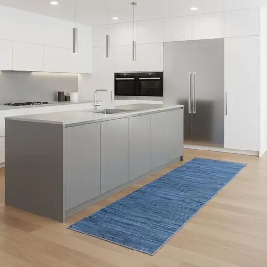 8' Blue Abstract Washable Runner Rug Photo 1