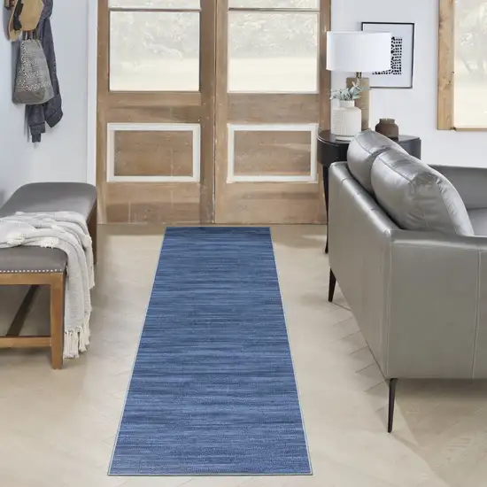 8' Blue Abstract Washable Runner Rug Photo 6