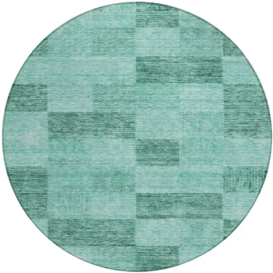 8' Blue And Aqua Round Geometric Washable Indoor Outdoor Area Rug Photo 2