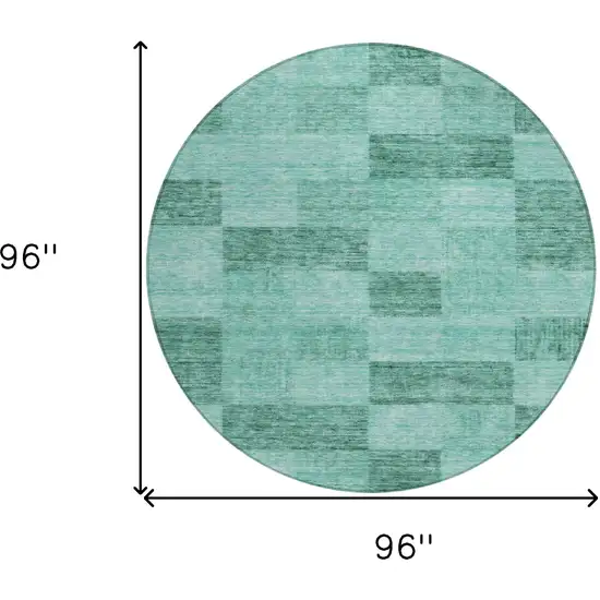 8' Blue And Aqua Round Geometric Washable Indoor Outdoor Area Rug Photo 9