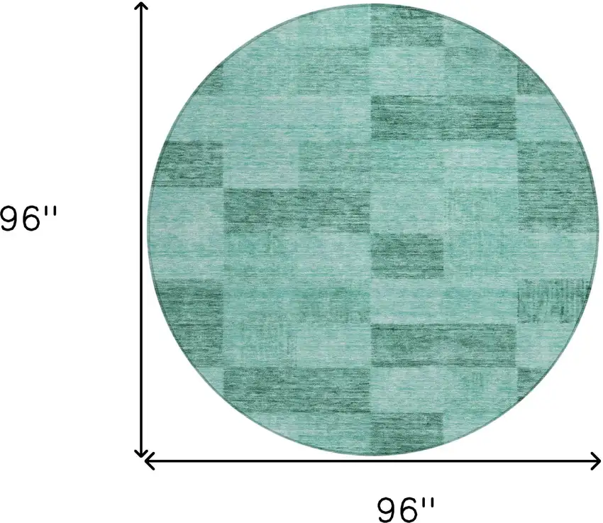 8' Blue And Aqua Round Geometric Washable Indoor Outdoor Area Rug Photo 9