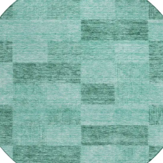 8' Blue And Aqua Round Geometric Washable Indoor Outdoor Area Rug Photo 5
