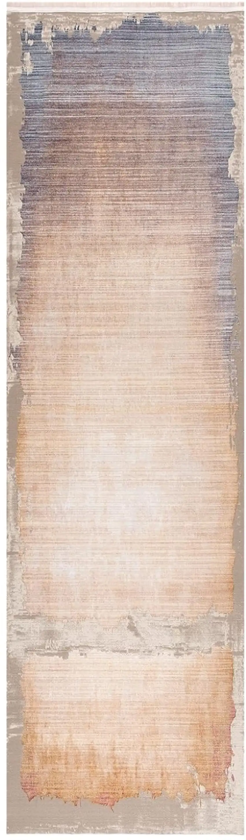 6' Blue And Beige Abstract Runner Rug Photo 3