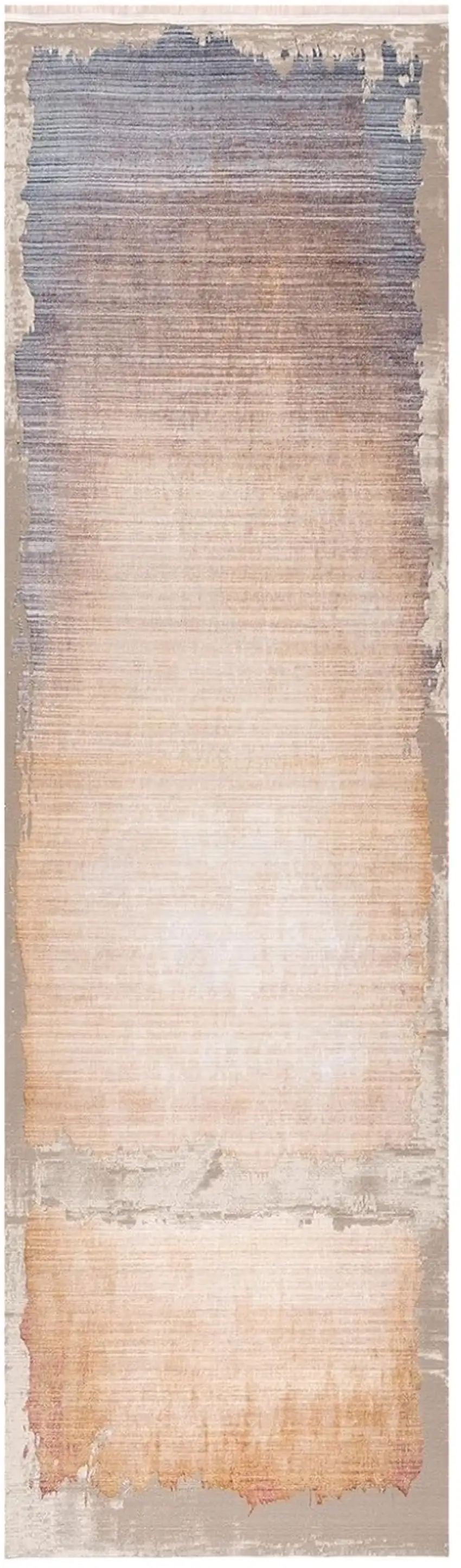 6' Blue And Beige Abstract Runner Rug Photo 1