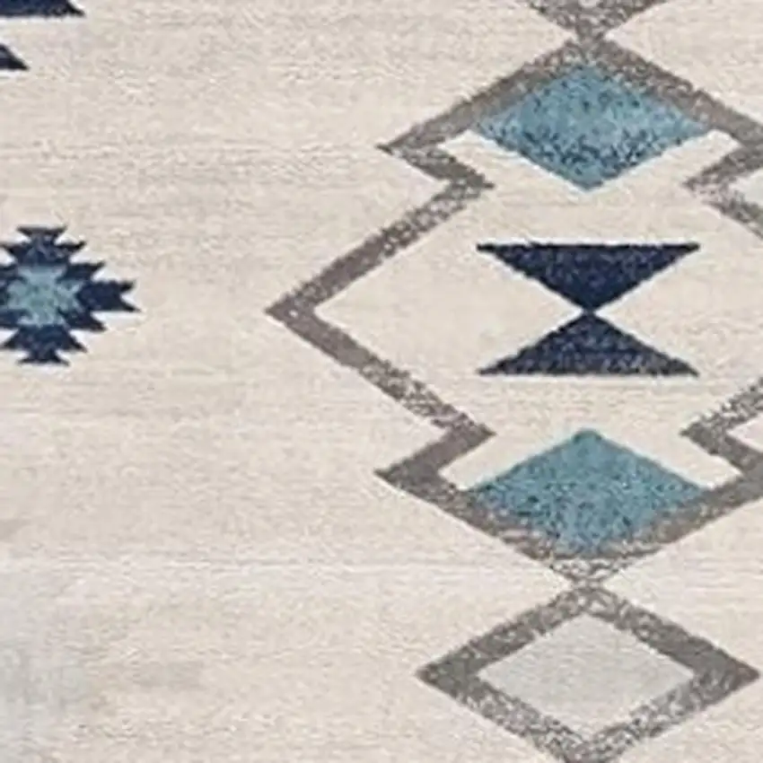 18' Blue And Beige Abstract Runner Rug Photo 4