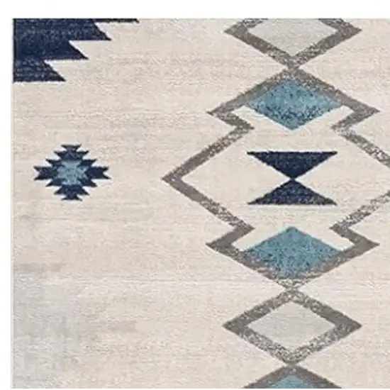 18' Blue And Beige Abstract Runner Rug Photo 3