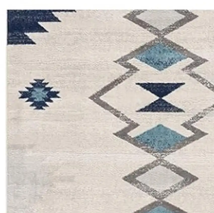 18' Blue And Beige Abstract Runner Rug Photo 4