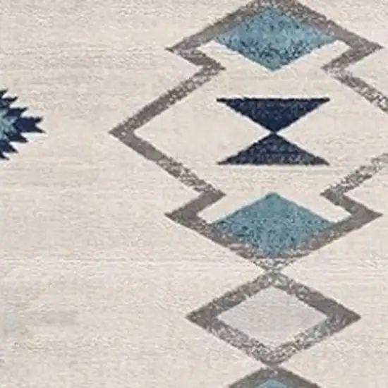18' Blue And Beige Abstract Runner Rug Photo 3
