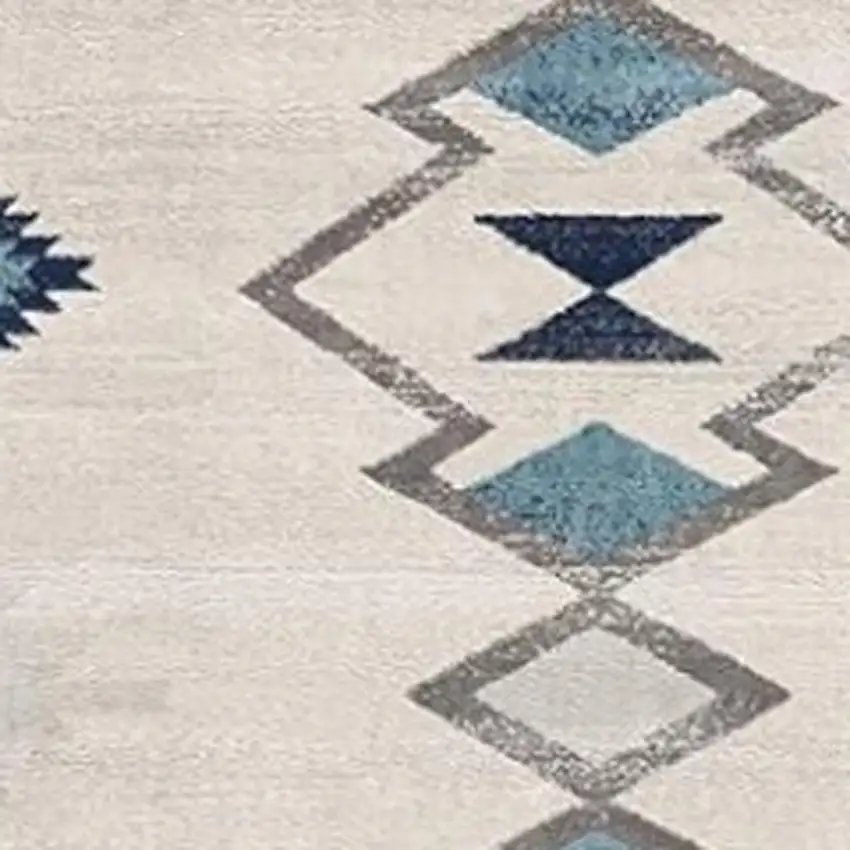 18' Blue And Beige Abstract Runner Rug Photo 3