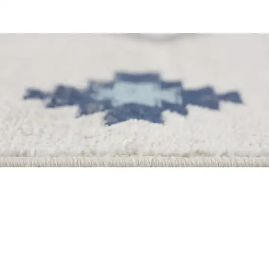 18' Blue And Beige Abstract Runner Rug Photo 6