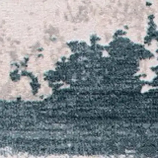 6' Blue And Beige Abstract Runner Rug Photo 4