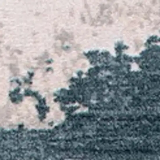 6' Blue And Beige Abstract Runner Rug Photo 3