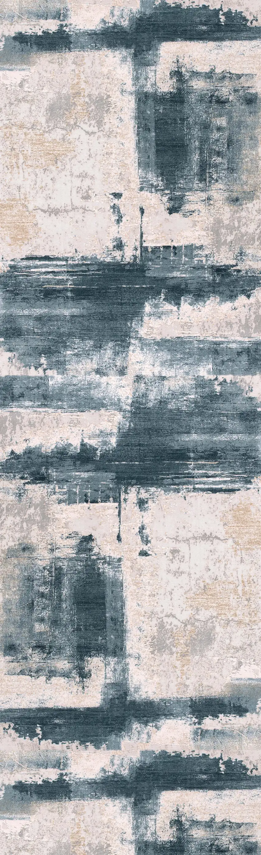 12' Blue And Beige Abstract Runner Rug Photo 4