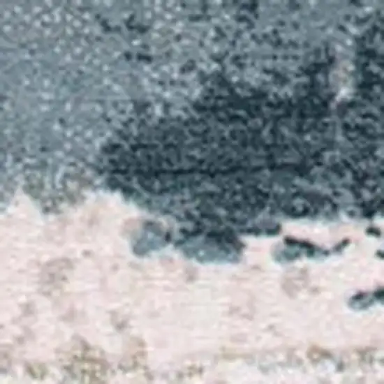 9' Blue And Beige Abstract Runner Rug Photo 3