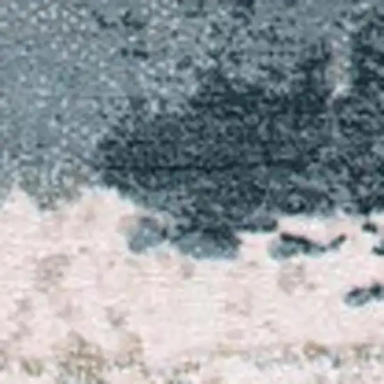 7' Blue And Beige Abstract Runner Rug Photo 4