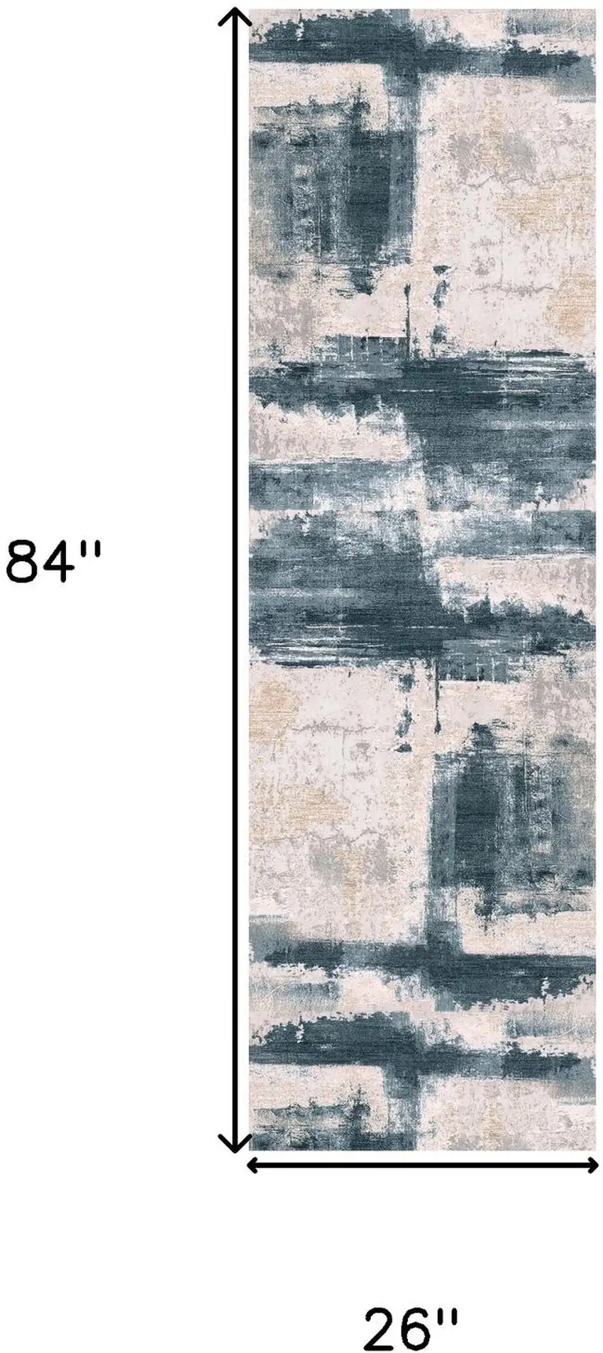 7' Blue And Beige Abstract Runner Rug Photo 3
