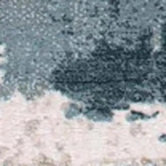 18' Blue And Beige Abstract Runner Rug Photo 4