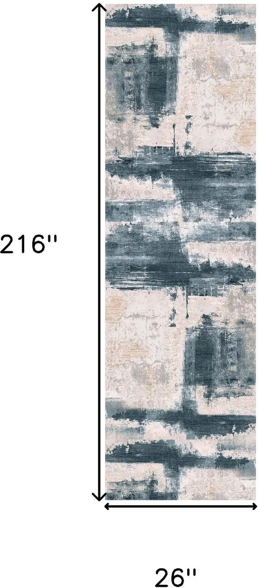 11' Blue And Beige Abstract Runner Rug Photo 6