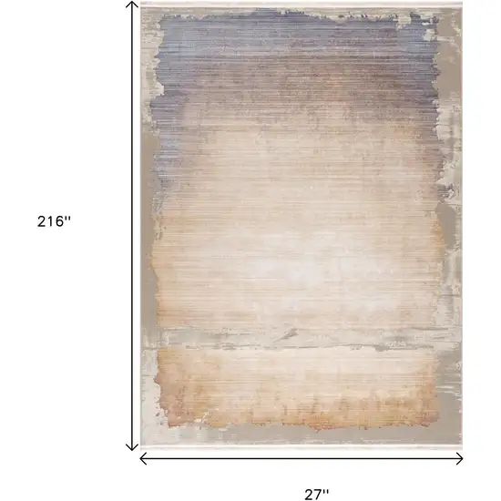 18' Blue And Beige Abstract Runner Rug Photo 3