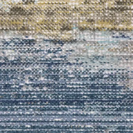 8' Blue And Beige Abstract Runner Rug Photo 8