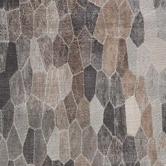 18' Blue And Beige Geometric Runner Rug Photo 5