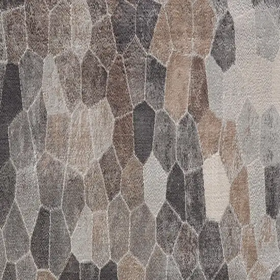 12' Blue And Beige Geometric Runner Rug Photo 4