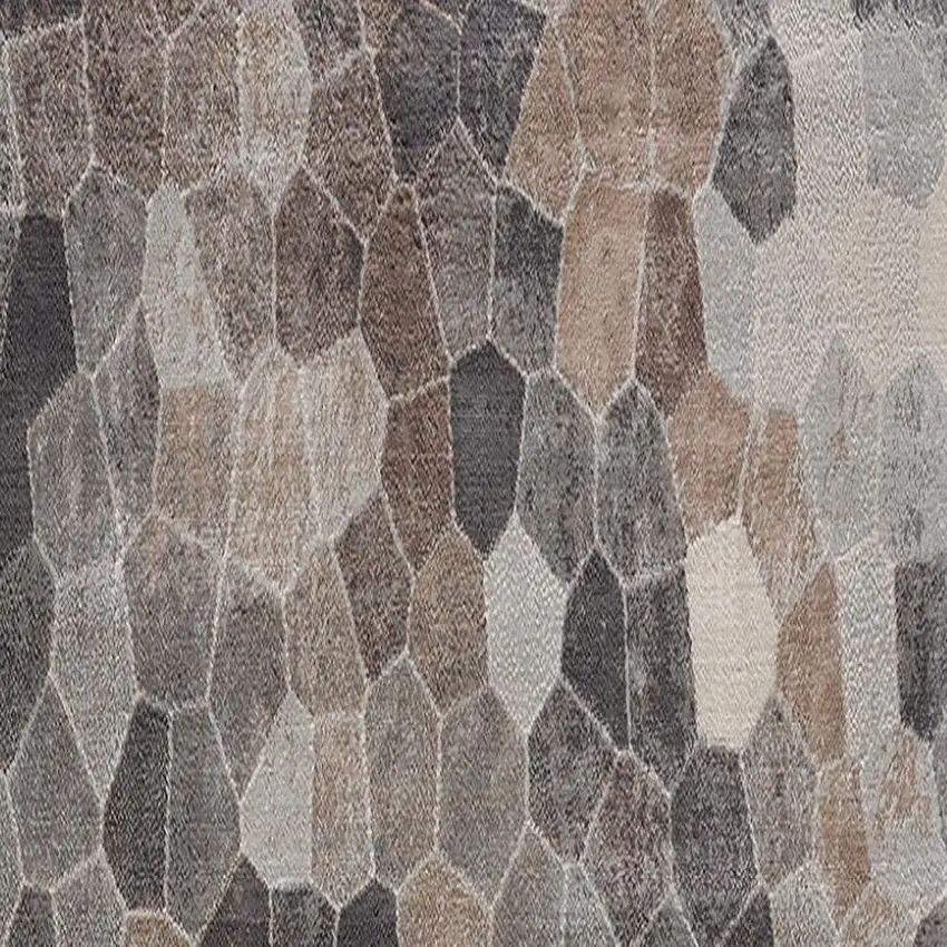 12' Blue And Beige Geometric Runner Rug Photo 4