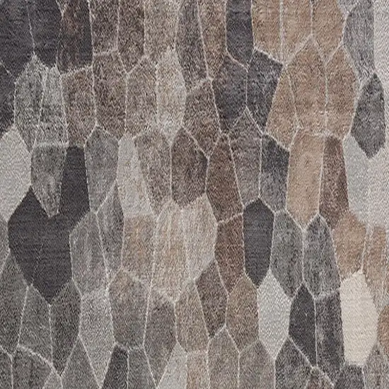 12' Blue And Beige Geometric Runner Rug Photo 9