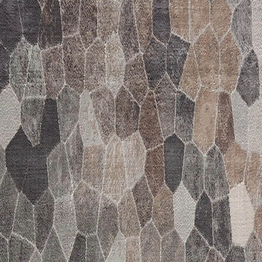 12' Blue And Beige Geometric Runner Rug Photo 9