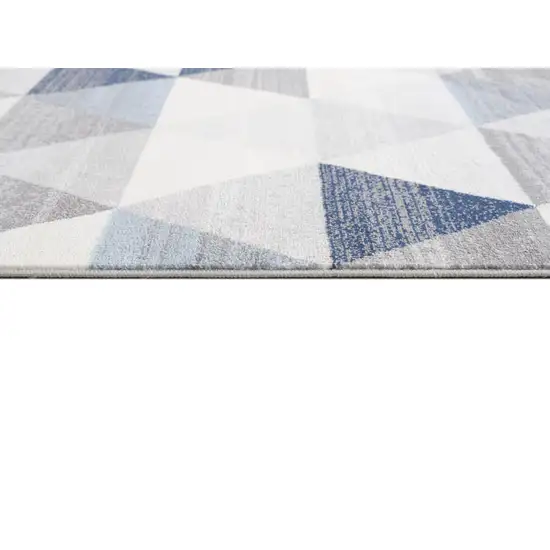 18' Blue And Beige Geometric Runner Rug Photo 5