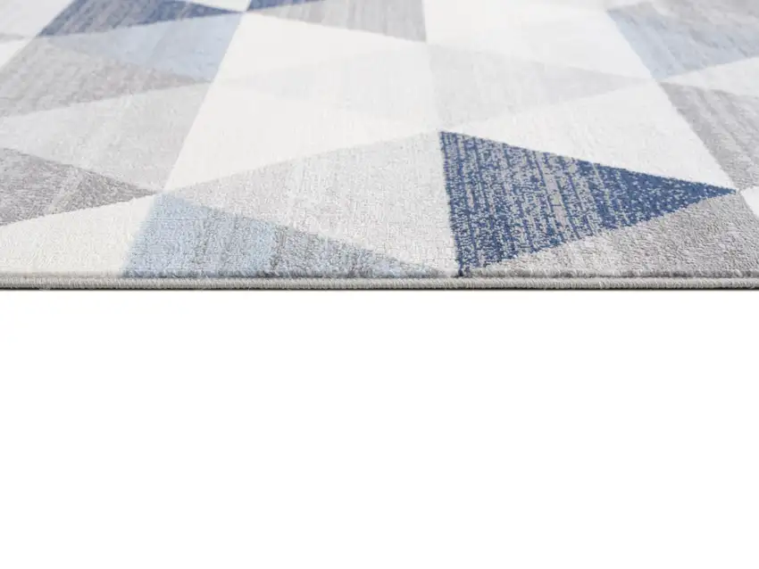 18' Blue And Beige Geometric Runner Rug Photo 5