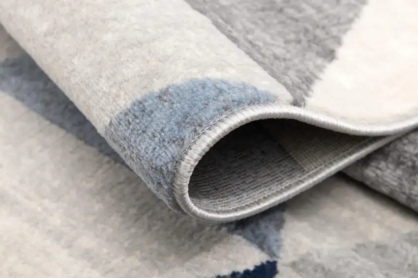 18' Blue And Beige Geometric Runner Rug Photo 6