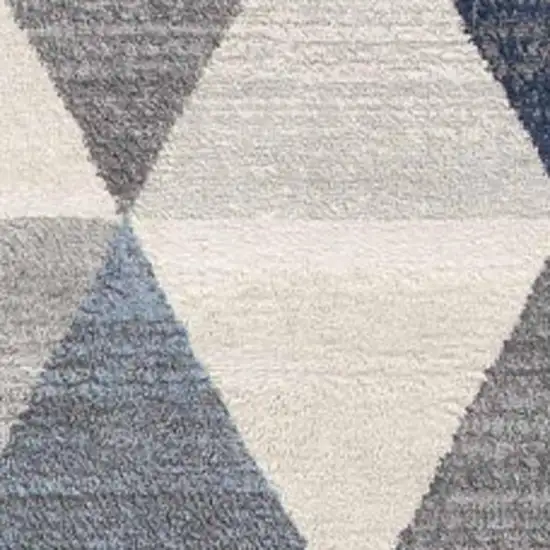 18' Blue And Beige Geometric Runner Rug Photo 3