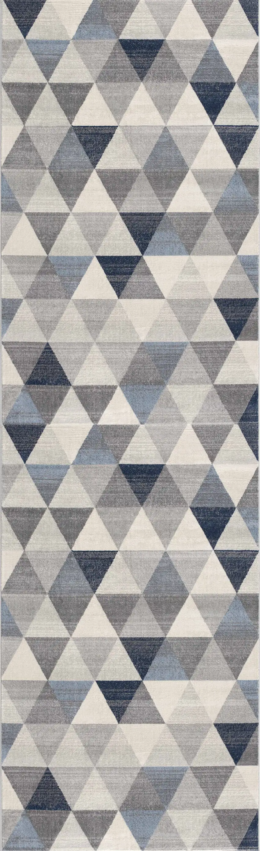 12' Blue And Beige Geometric Runner Rug Photo 2