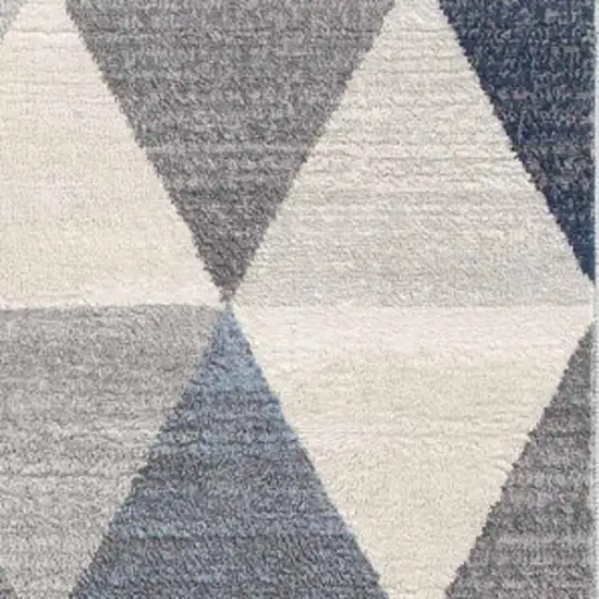 12' Blue And Beige Geometric Runner Rug Photo 4