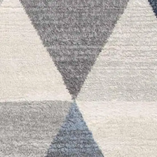 12' Blue And Beige Geometric Runner Rug Photo 3