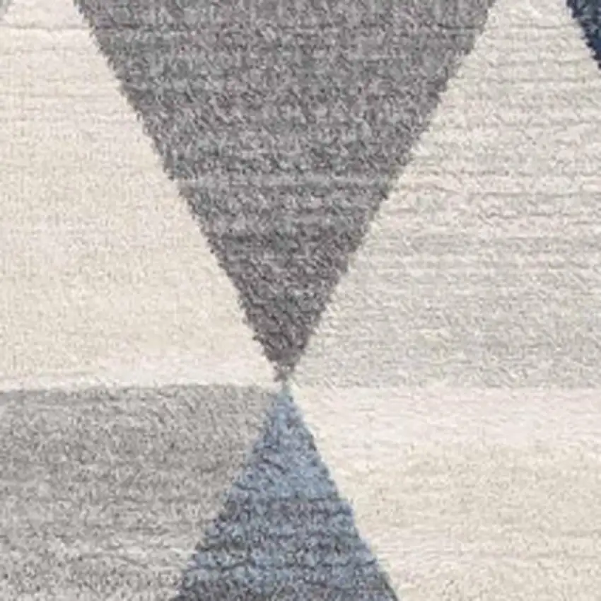 12' Blue And Beige Geometric Runner Rug Photo 3