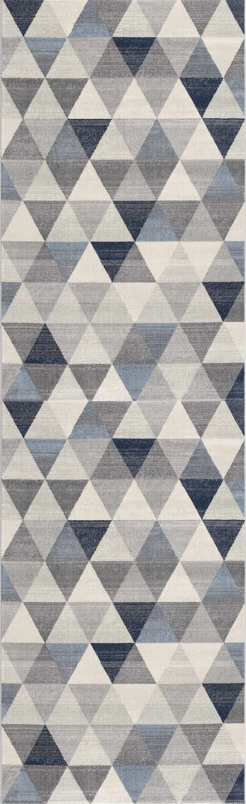 12' Blue And Beige Geometric Runner Rug Photo 8