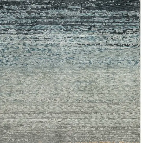 8' Blue And Beige Ombre Runner Rug With Fringe Photo 6