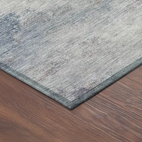 8' Blue And Beige Round Abstract Washable Indoor Outdoor Area Rug Photo 8