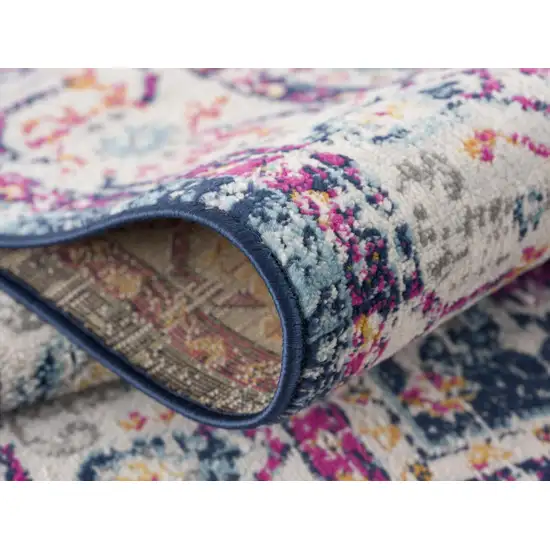 18' Blue And Beige Southwestern Runner Rug Photo 7