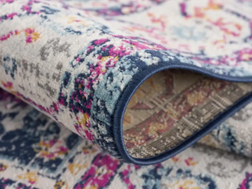 12' Blue And Beige Southwestern Runner Rug Photo 4