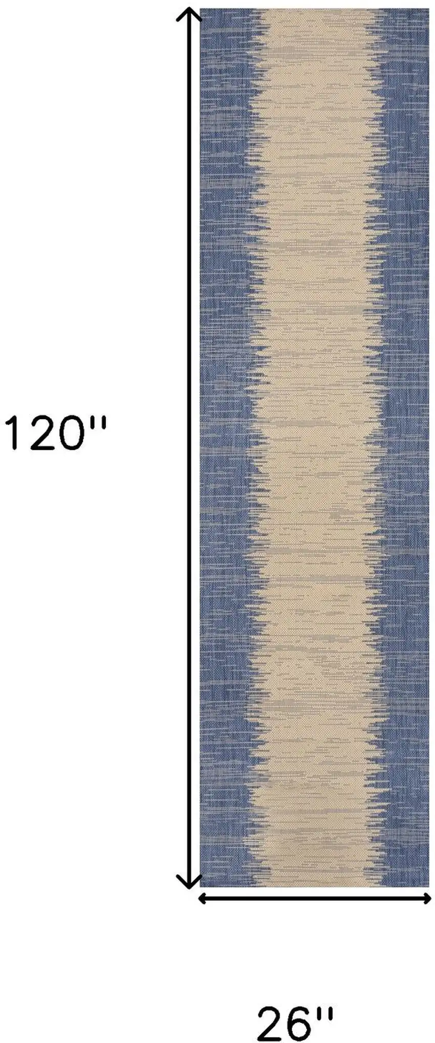 10' Blue And Beige Striped Indoor Outdoor Runner Rug Photo 3