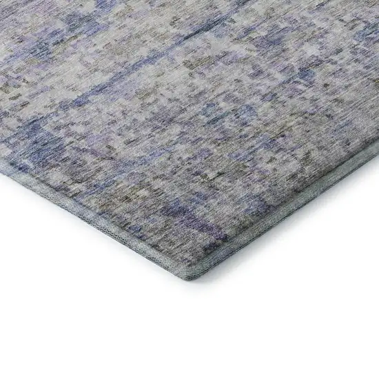 8' Blue And Beige Striped Washable Round Rug With UV Protection Photo 6