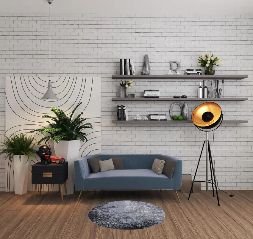 4' Blue And Black Abstract Round Rug Photo 1