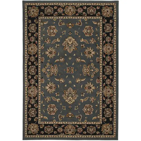 8' Blue And Black Floral Square Rug Photo 5